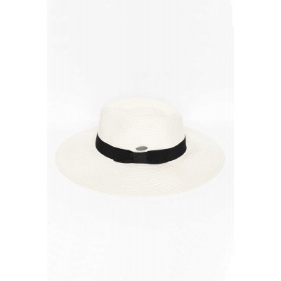 Fiona Ivory Black Wide Brim Travel Fedora