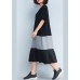 Style black cotton outfit Korea Inspiration patchwork o neck Dresses Summer Dress