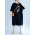 Modern o neck embroidery linen clothes Fashion Online Shopping black long Dresses Summer