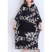 Women black print Cotton Work Outfits pockets Plus Size Summer Dresses