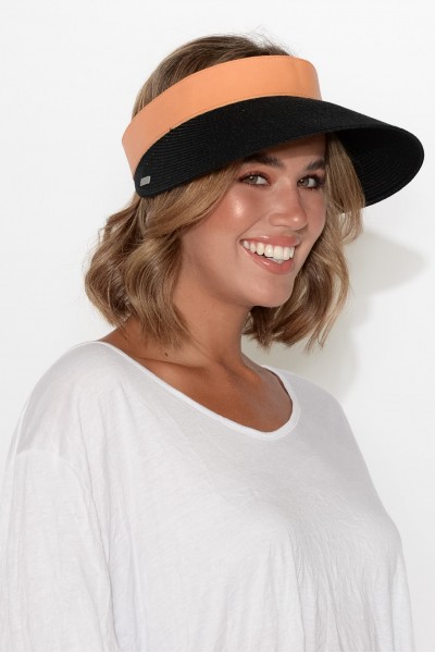 Audrey Black Wide Brim Travel Visor