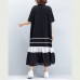 Handmade black Cotton Wardrobes plus size Photography patchwork Cinched shift Summer Dresses